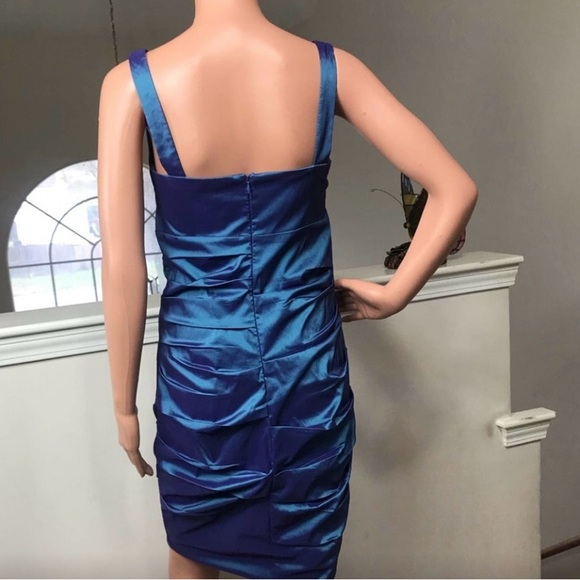 Sangria, Blue Ruched Cocktail Dress - Picture 8 of 8